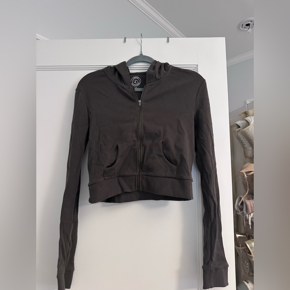 Women's Khaki Thin Zip-Up Hoodie